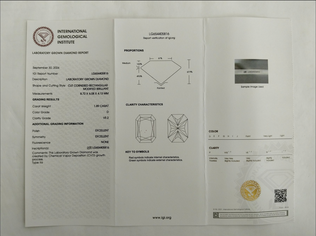 Exklusiver 2,41 ct Lab-Grown Diamantring – 950 Platin - Octagon Brilliant Cut – IGI-zertifiziert