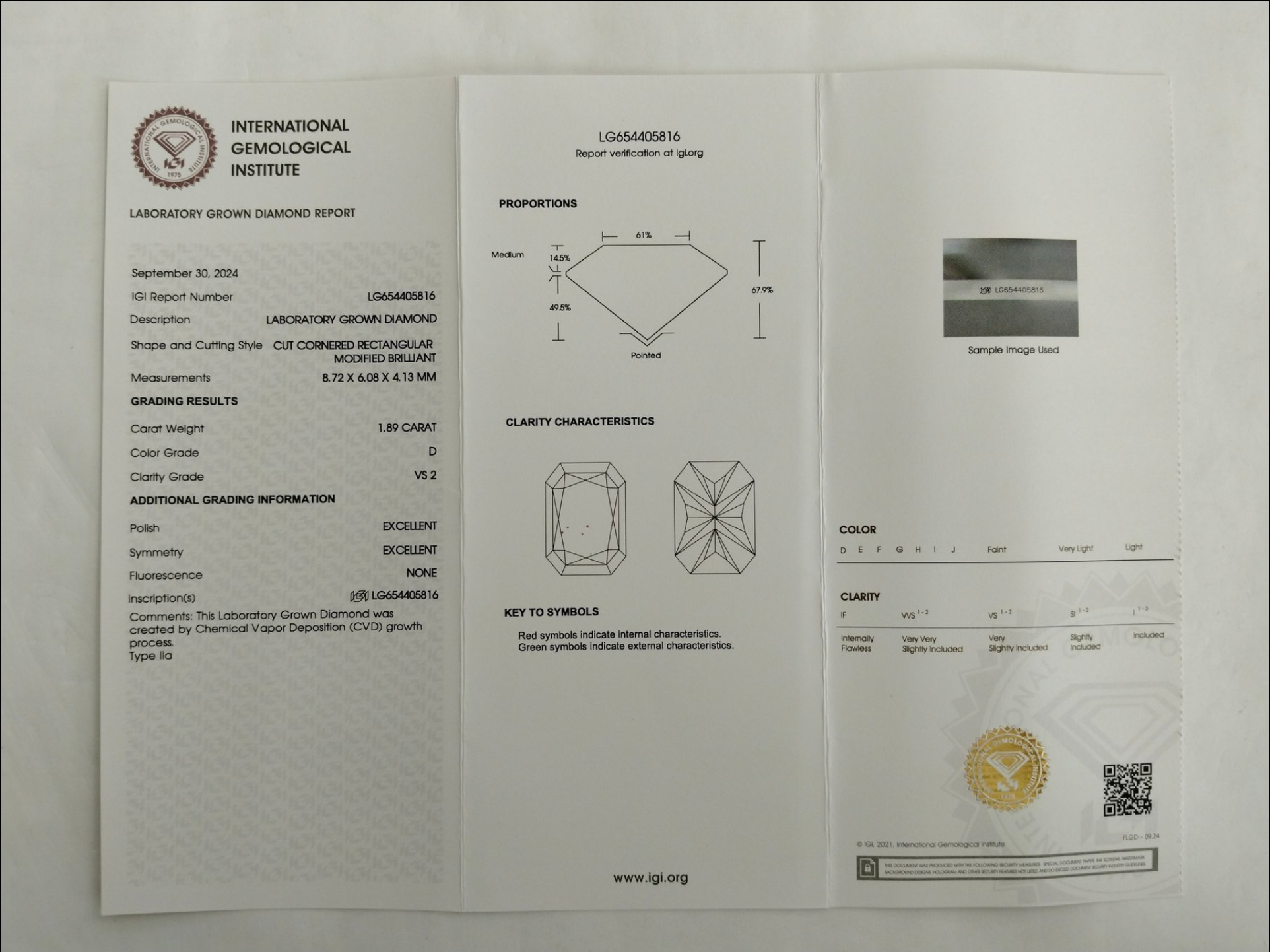 Exklusiver 2,41 ct Lab-Grown Diamantring – 950 Platin - Octagon Brilliant Cut – IGI-zertifiziert