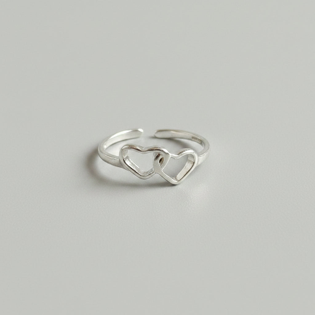 Zehenring / Fußring mit zwei Herzen aus Sterlingsilber