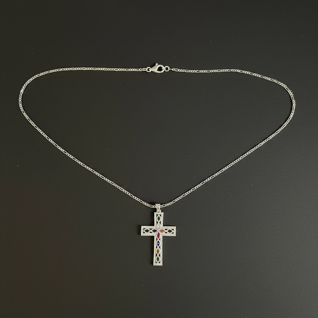 Kreuzkette aus 925er Sterlingsilber - 7,7 Gramm - 54 cm