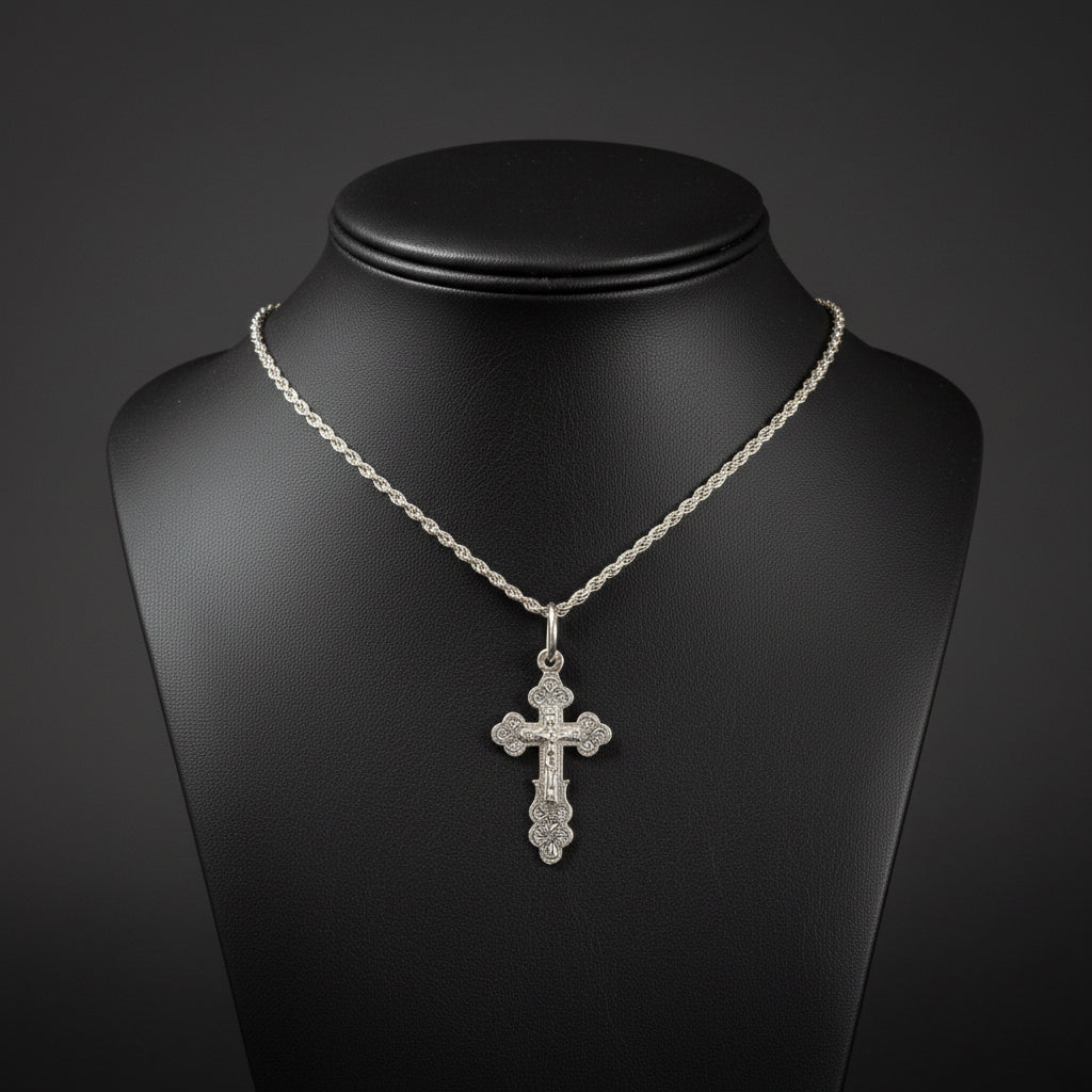 Kordellkette mit Kreuzanhänger - Orthodoxes Kreuz