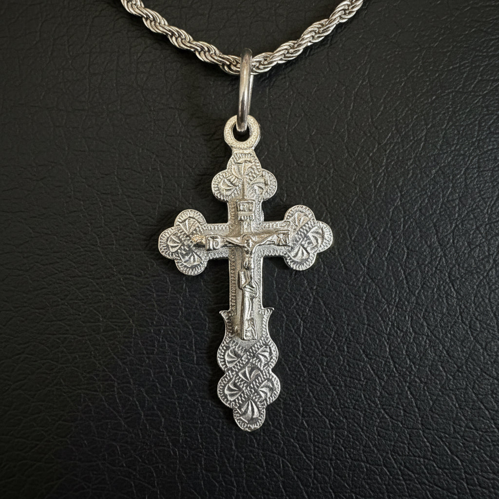 Kordellkette mit Kreuzanhänger - Orthodoxes Kreuz