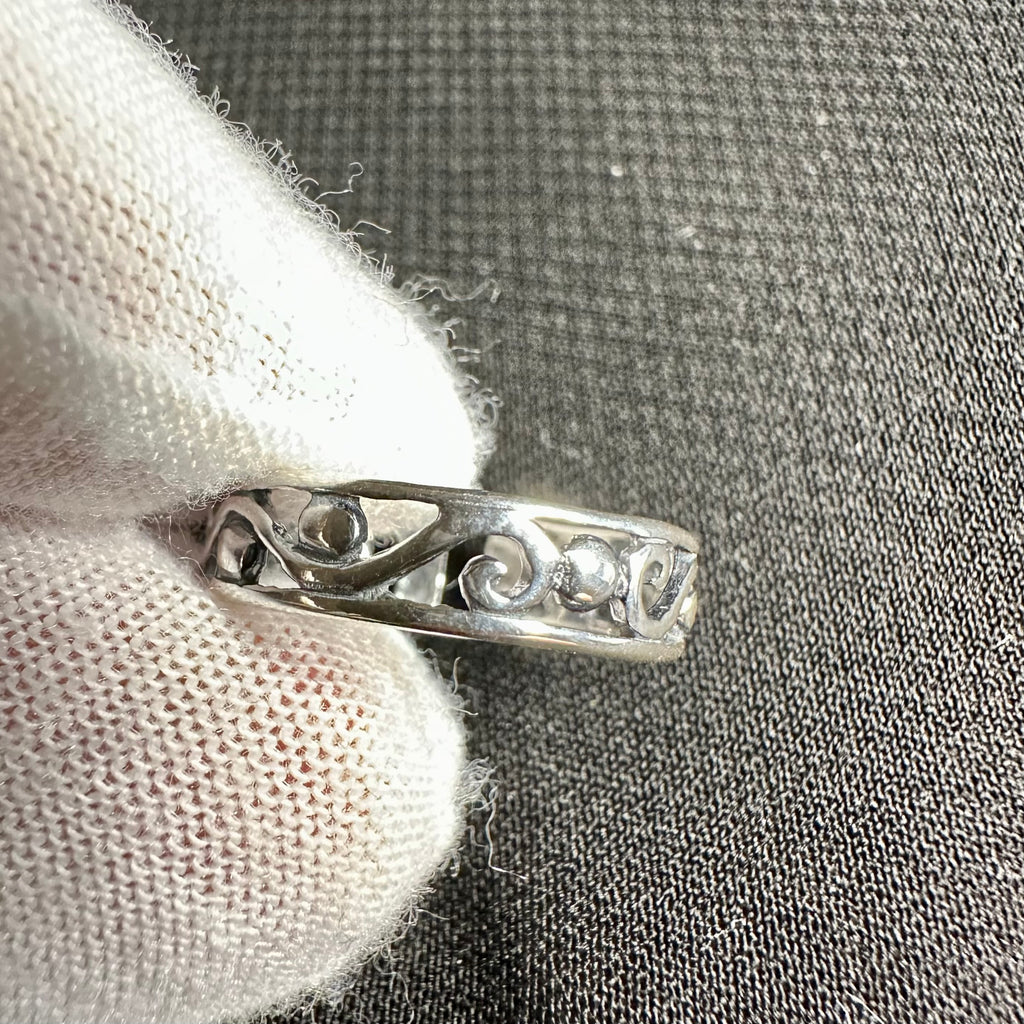 Offener Silberring mit Motiven - 925 Sterlingsilber