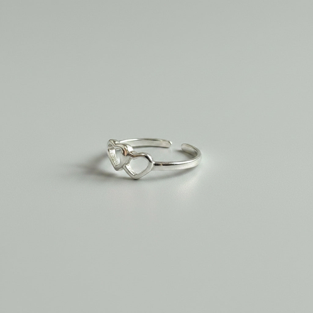 Zehenring / Fußring mit zwei Herzen aus Sterlingsilber