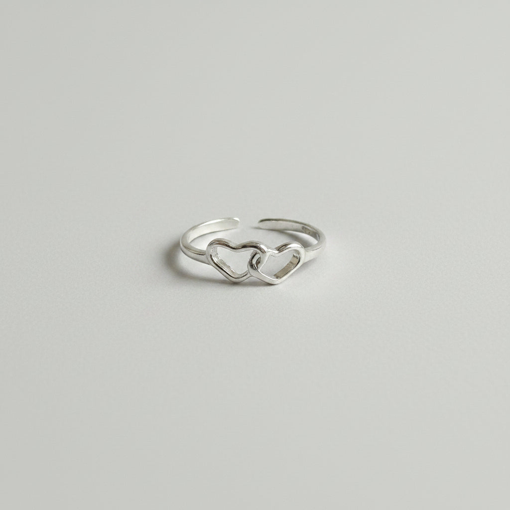 Zehenring / Fußring mit zwei Herzen aus Sterlingsilber