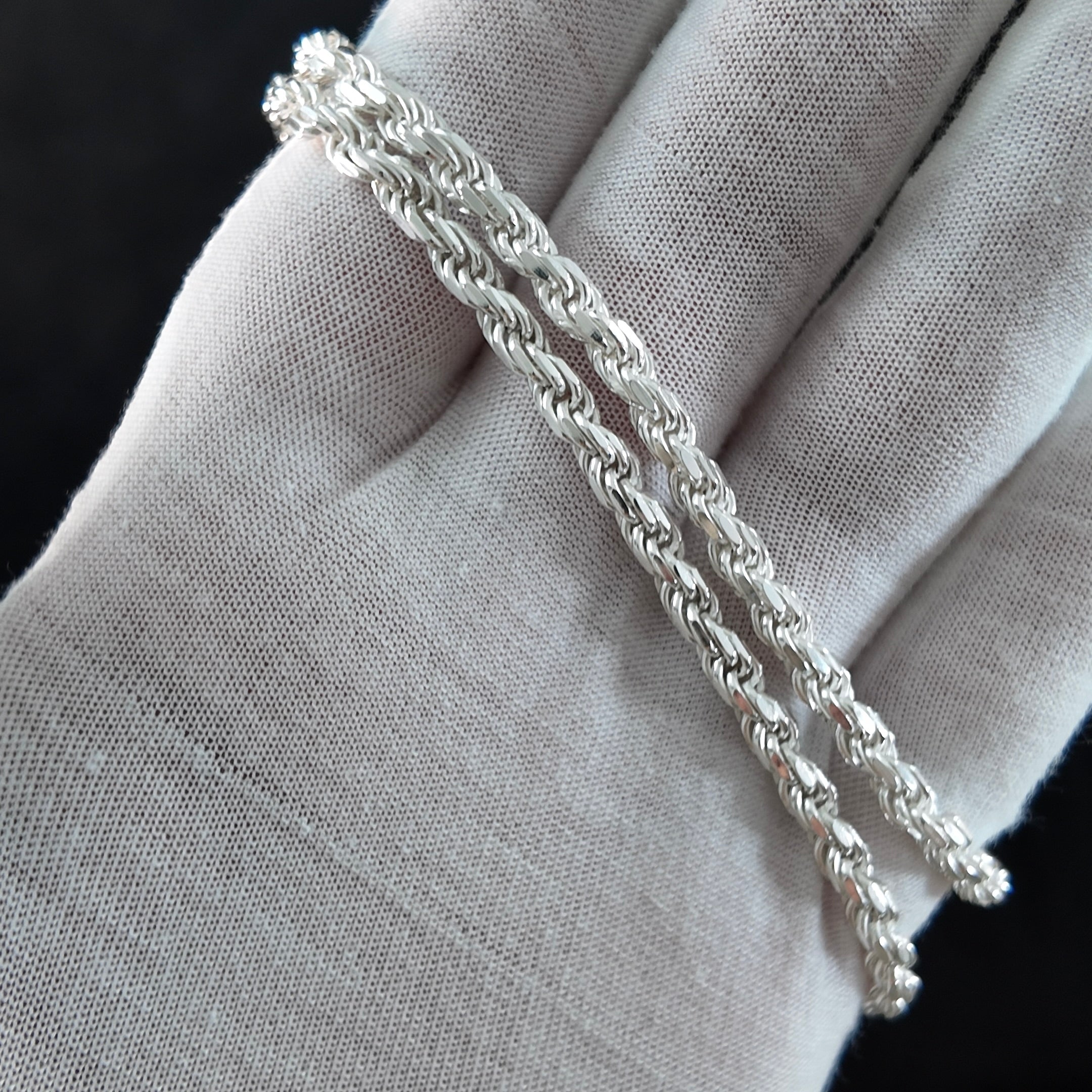 Massive Kordellkette - 925er Silber, 55 cm und 39 Gramm