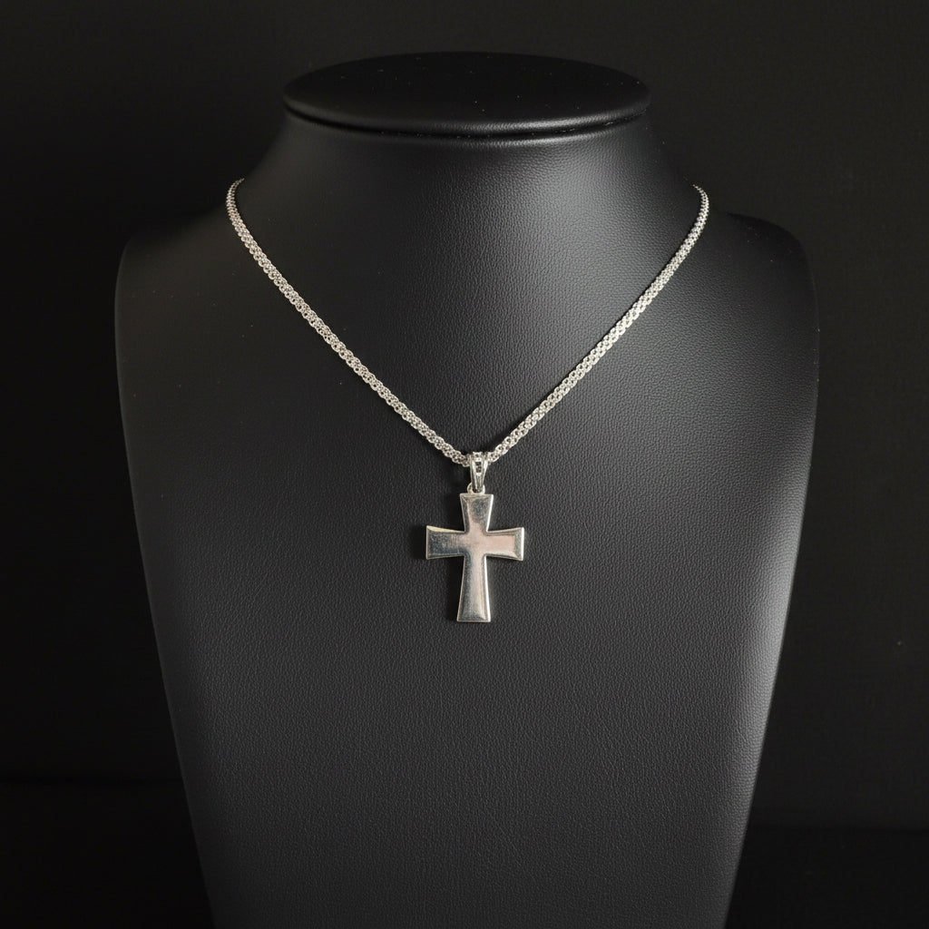 Elegante Silberkette mit Kreuzanhänger - 60 cm - 8,1 gramm