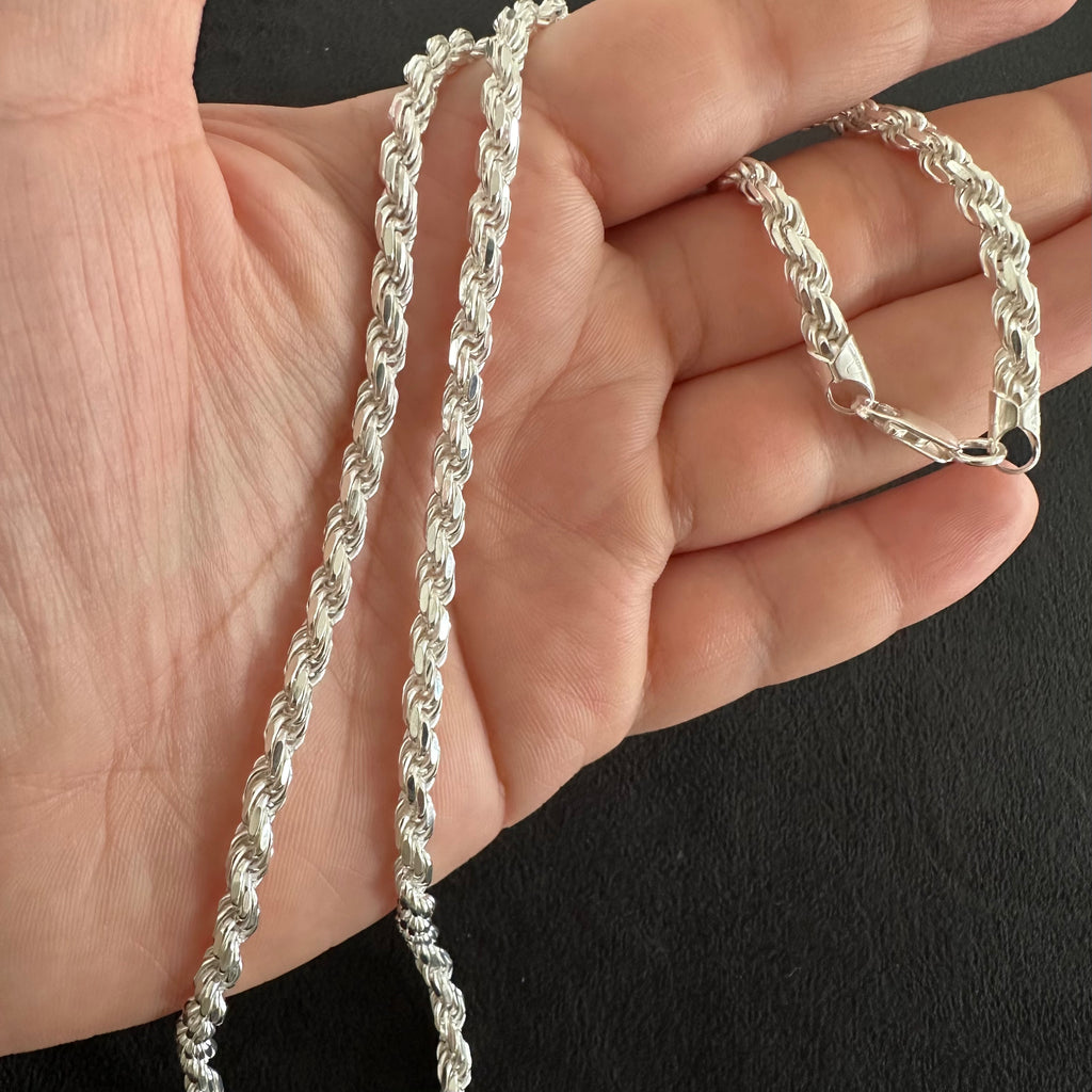 Massive Kordellkette - 925er Silber, 55 cm und 39 Gramm