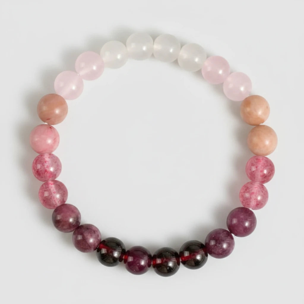 Armband aus Naturstein - Lila - Rosa - Weiß