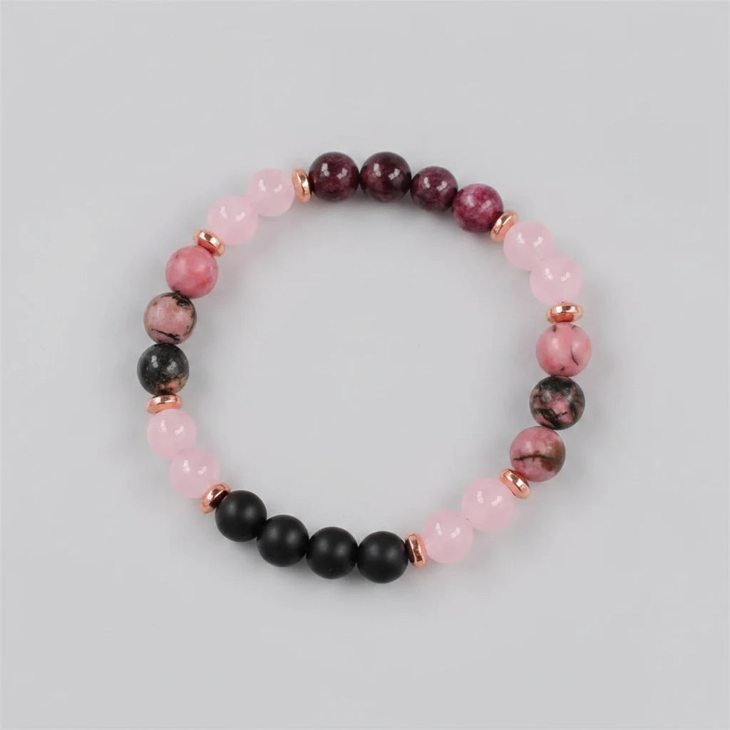 Armband aus Naturstein - Lila und Rosa