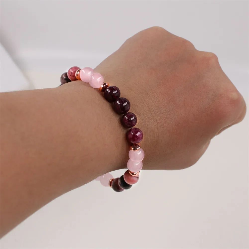 Armband aus Naturstein - Lila und Rosa