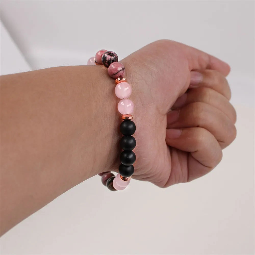 Armband aus Naturstein - Lila und Rosa