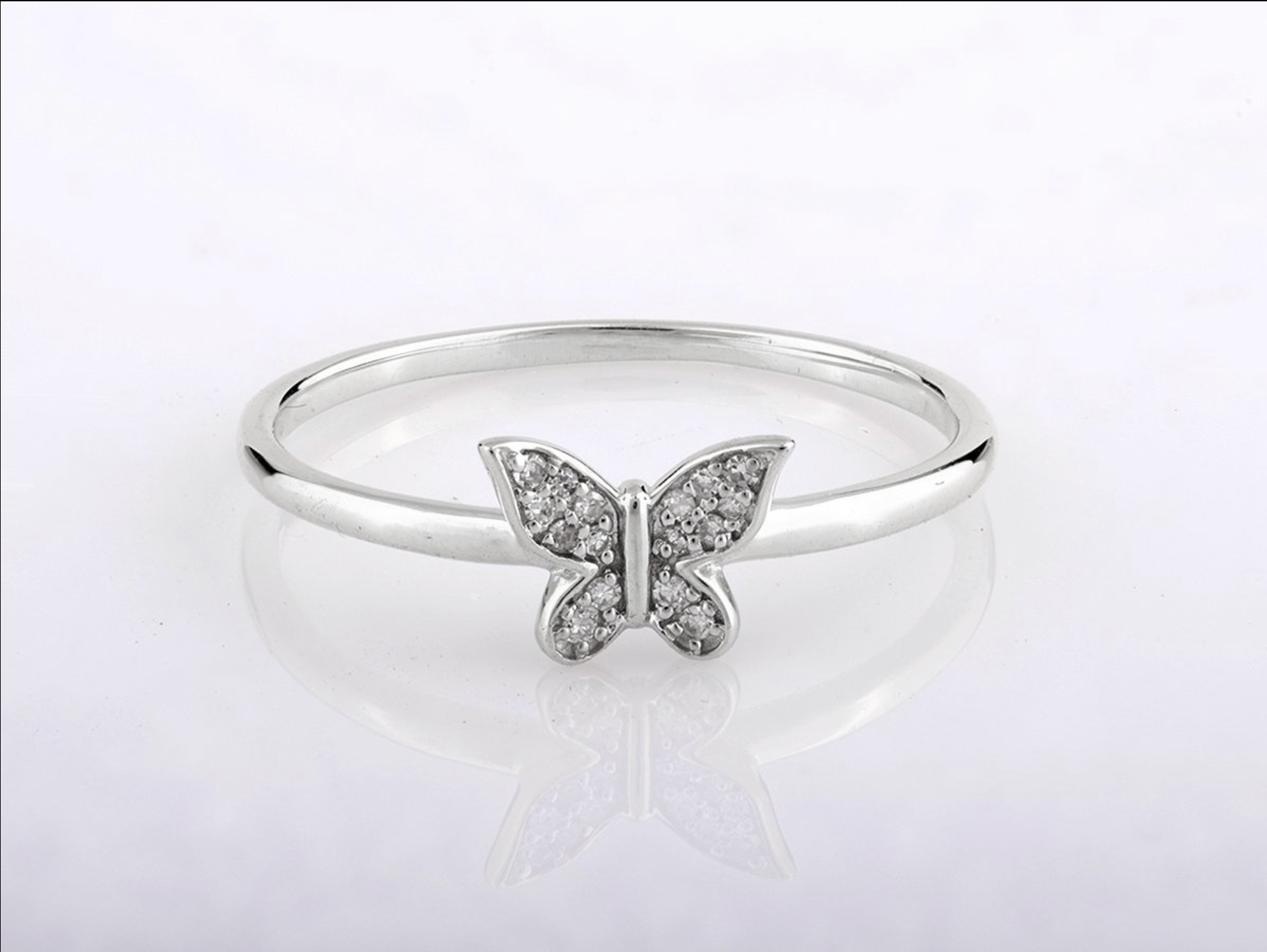 Schmetterlingsring – 14kt Weißgold, 0,05 ct natürlicher Diamant