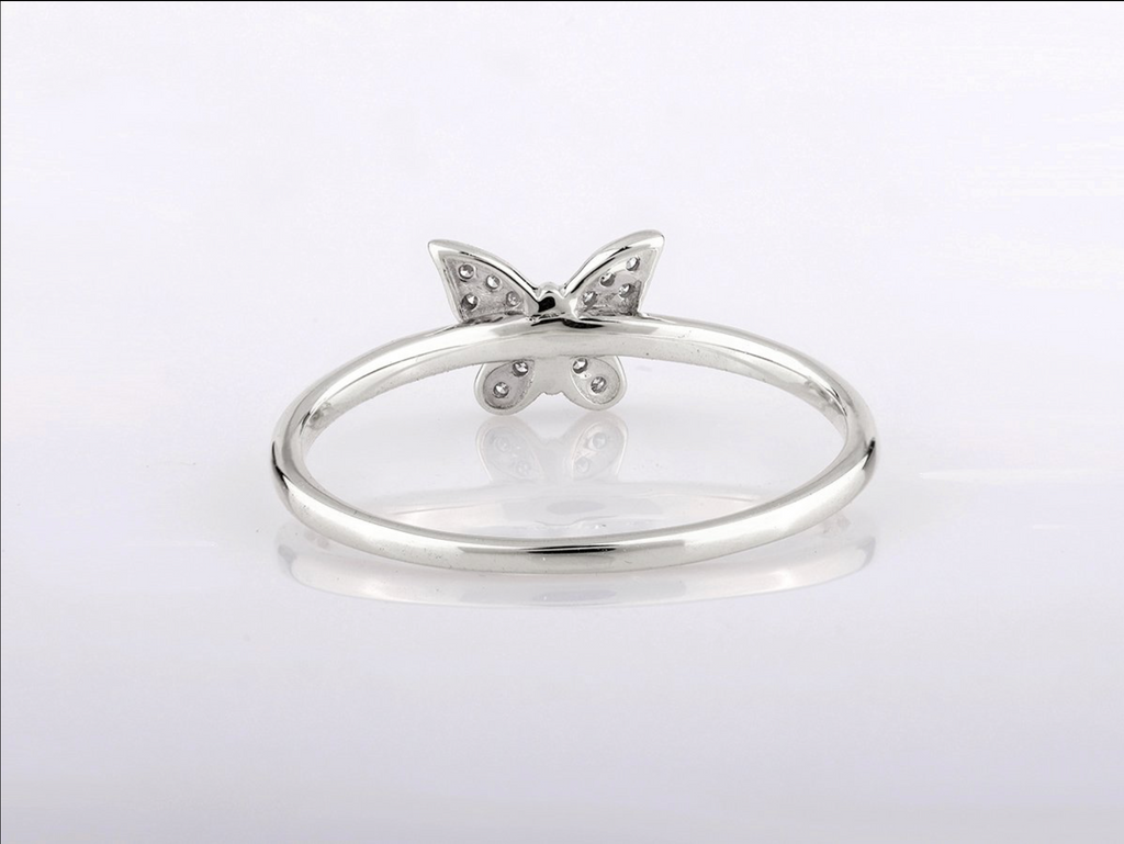 Schmetterlingsring – 14kt Weißgold, 0,05 ct natürlicher Diamant