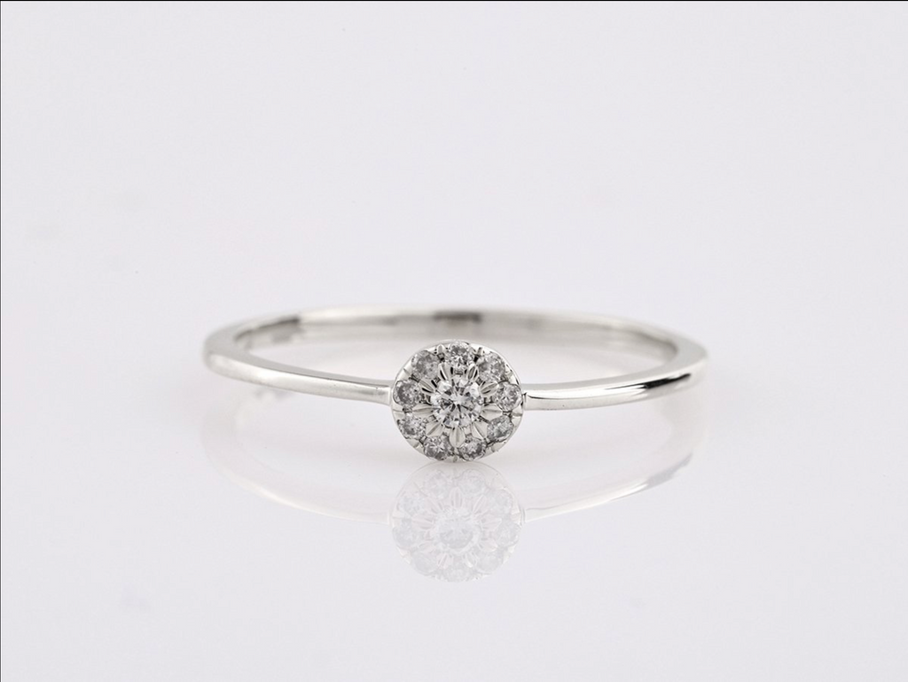 Diamantring – 14kt Weißgold, 0,09 ct natürlicher Diamant
