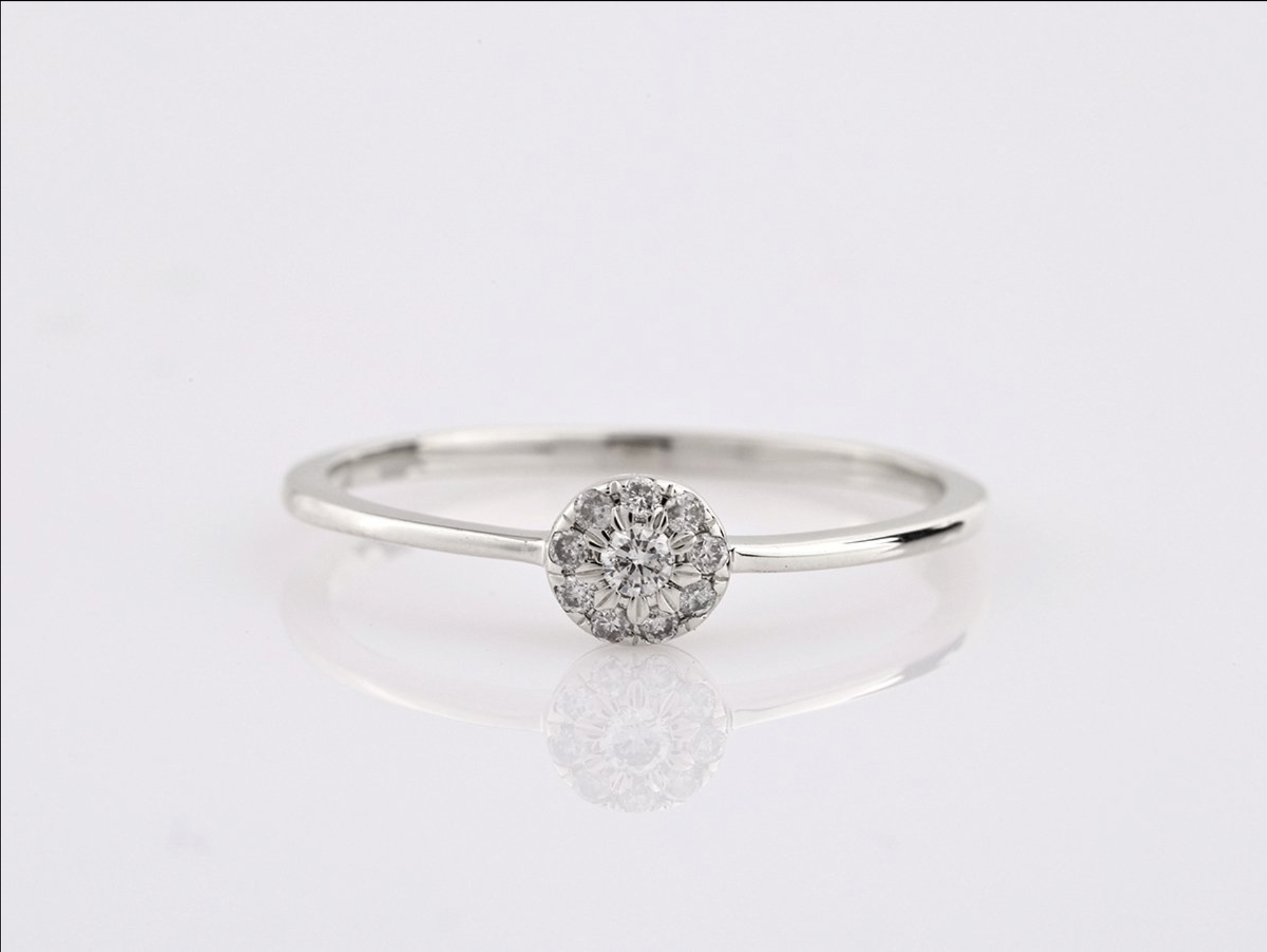 Diamantring – 14kt Weißgold, 0,09 ct natürlicher Diamant