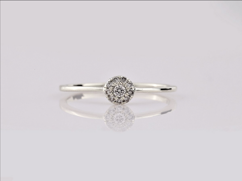 Diamantring – 14kt Weißgold, 0,09 ct natürlicher Diamant