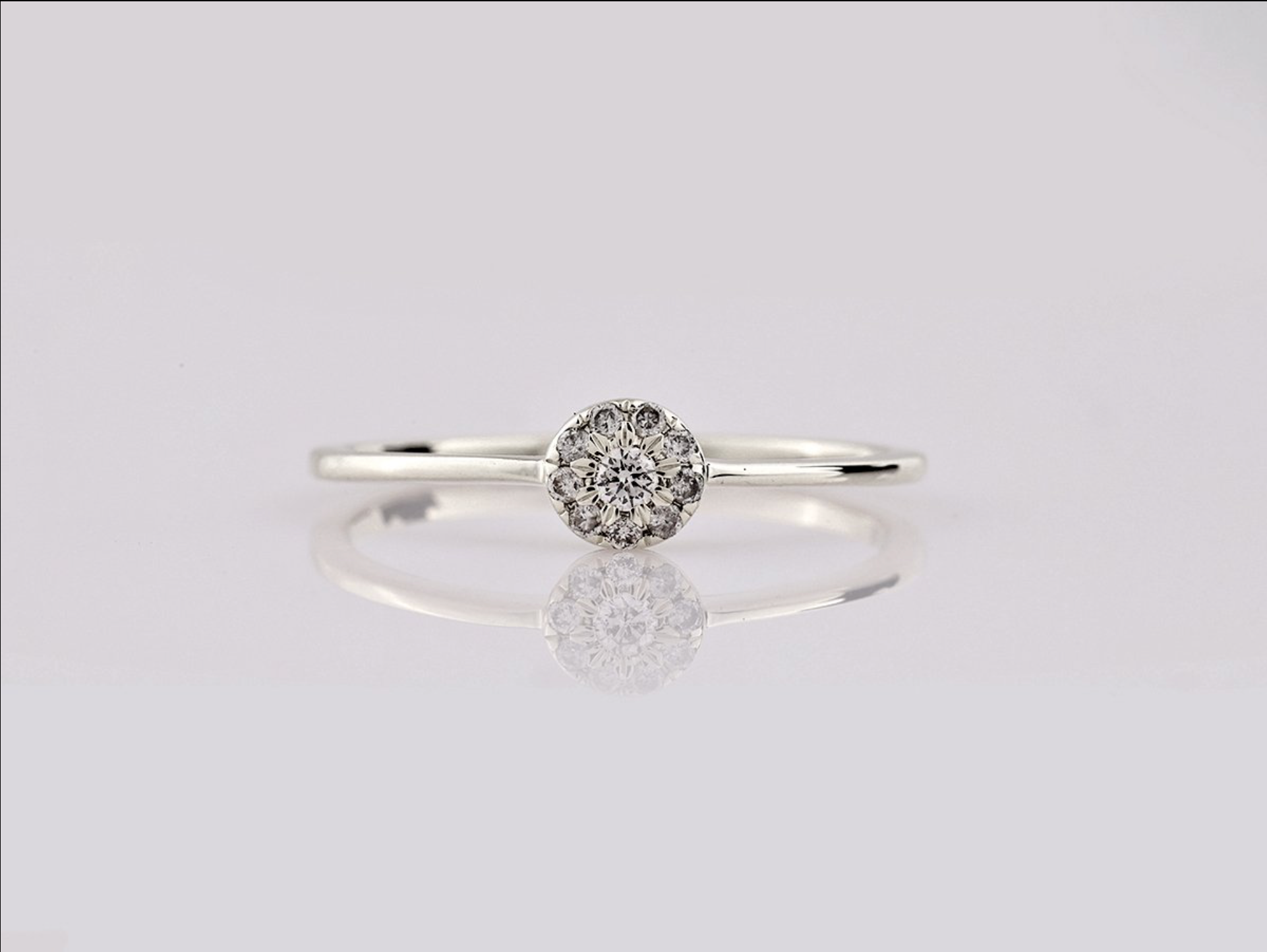 Diamantring – 14kt Weißgold, 0,09 ct natürlicher Diamant