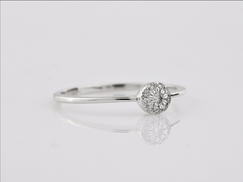 Diamantring – 14kt Weißgold, 0,09 ct natürlicher Diamant