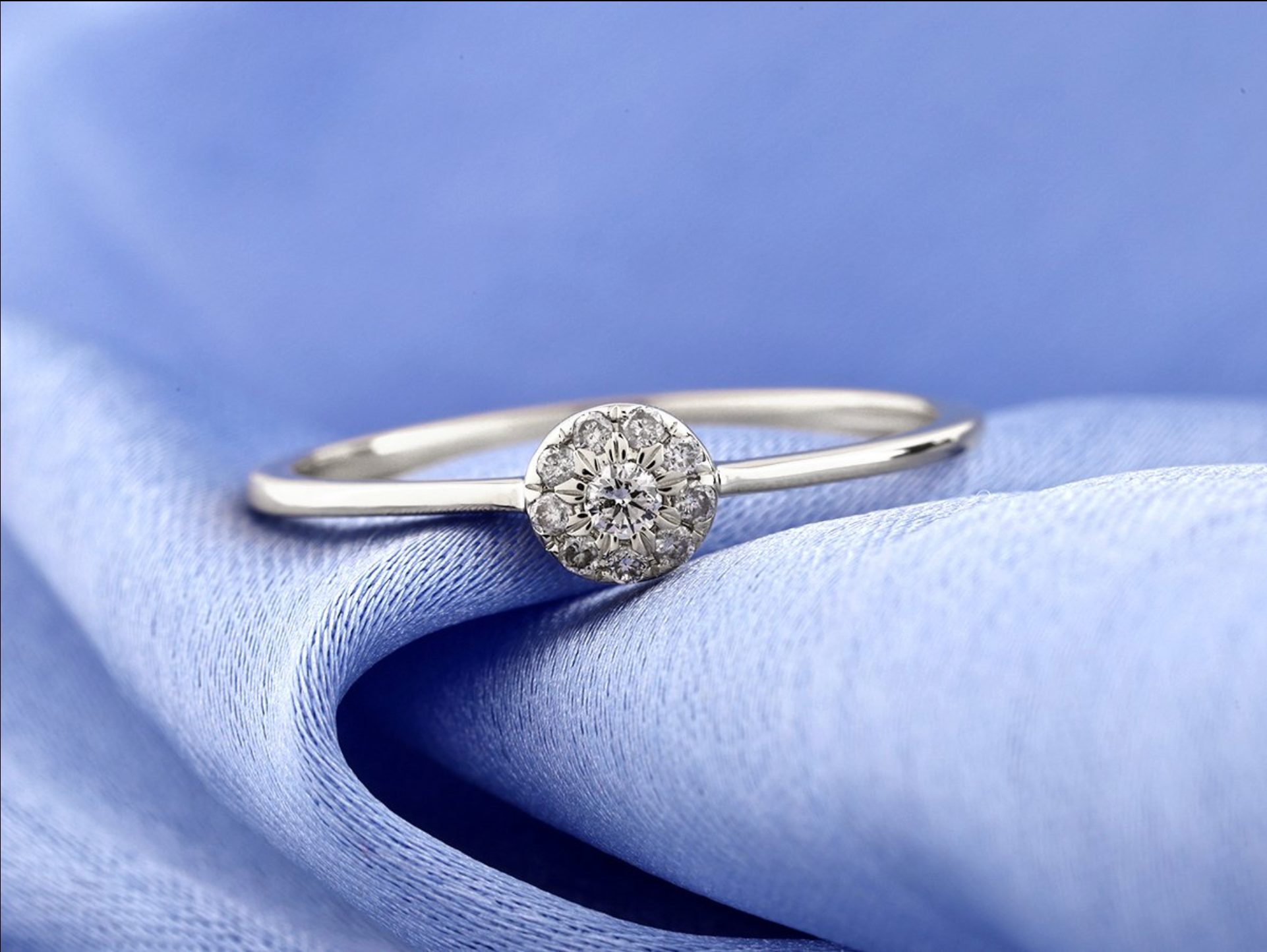 Diamantring – 14kt Weißgold, 0,09 ct natürlicher Diamant