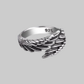 Ring mit Flügeldesign - Flügelring - 925 Silberbeschichtung - Innen aus Kupfer - Größe ist verstellbar