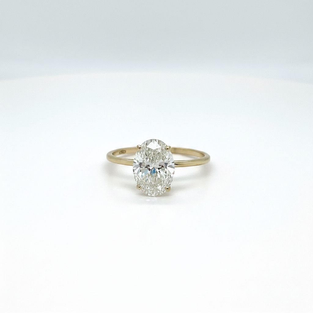 1.00 ct Oval Diamantring in Solitär Gelbgold Fassung / Spezialanfertigung (Lieferzeit: 4 Wochen)