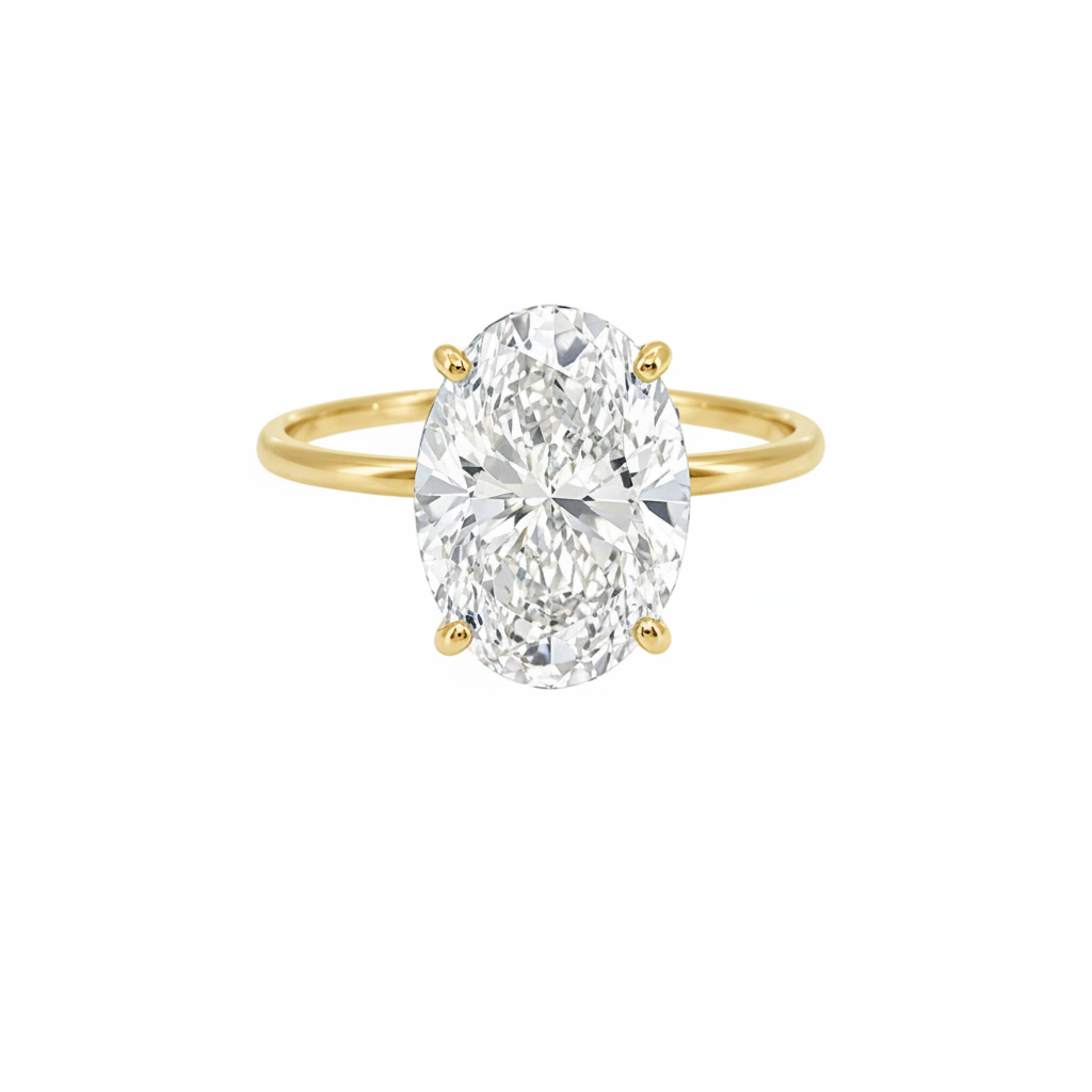 3.00 ct Oval Diamantring in Solitär Gelbgold Fassung / Spezialanfertigung (Lieferzeit: 4 Wochen)