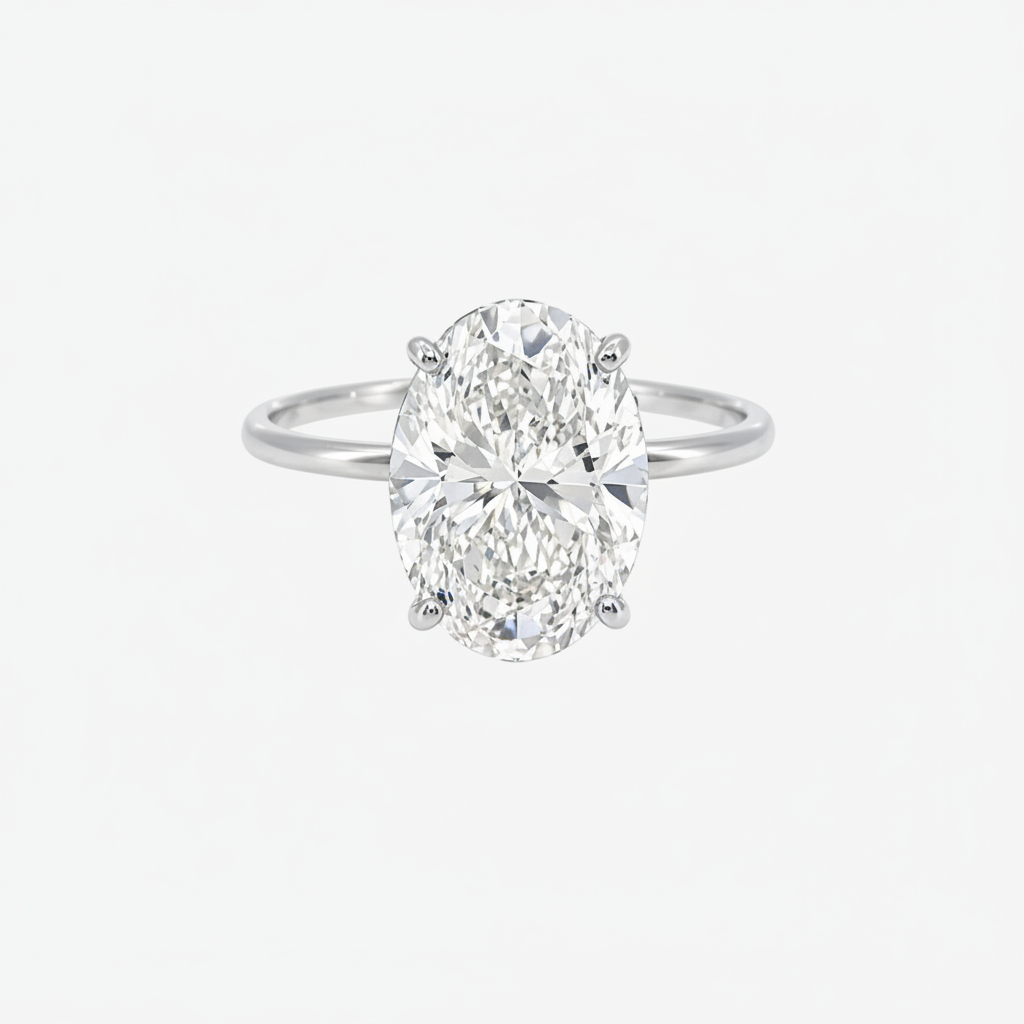 3,00 ct Oval Diamantring in Solitär Weißgold Fassung / Spezialanfertigung (Lieferzeit: 4 Wochen)