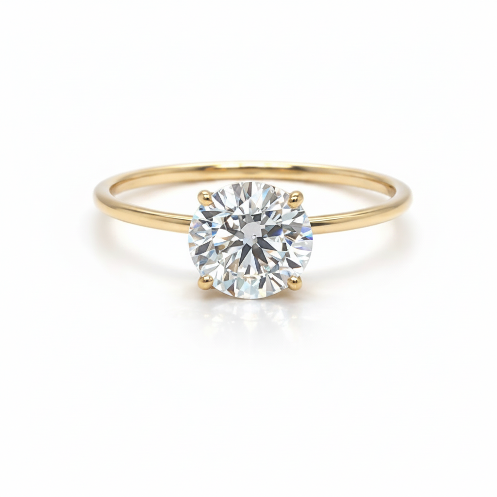 1,00 ct Solitärring mit rundem Diamanten in Gelbgoldfassung / Spezialanfertigung (Lieferzeit: 4 Wochen)