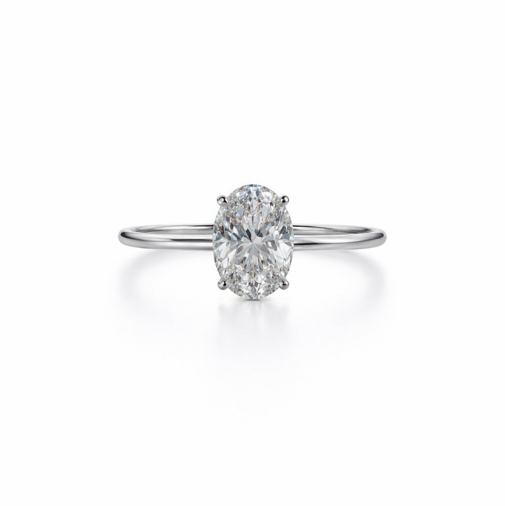 1.00 ct Oval Diamantring in Solitär Weißgold Fassung / Spezialanfertigung (Lieferzeit: 4 Wochen)