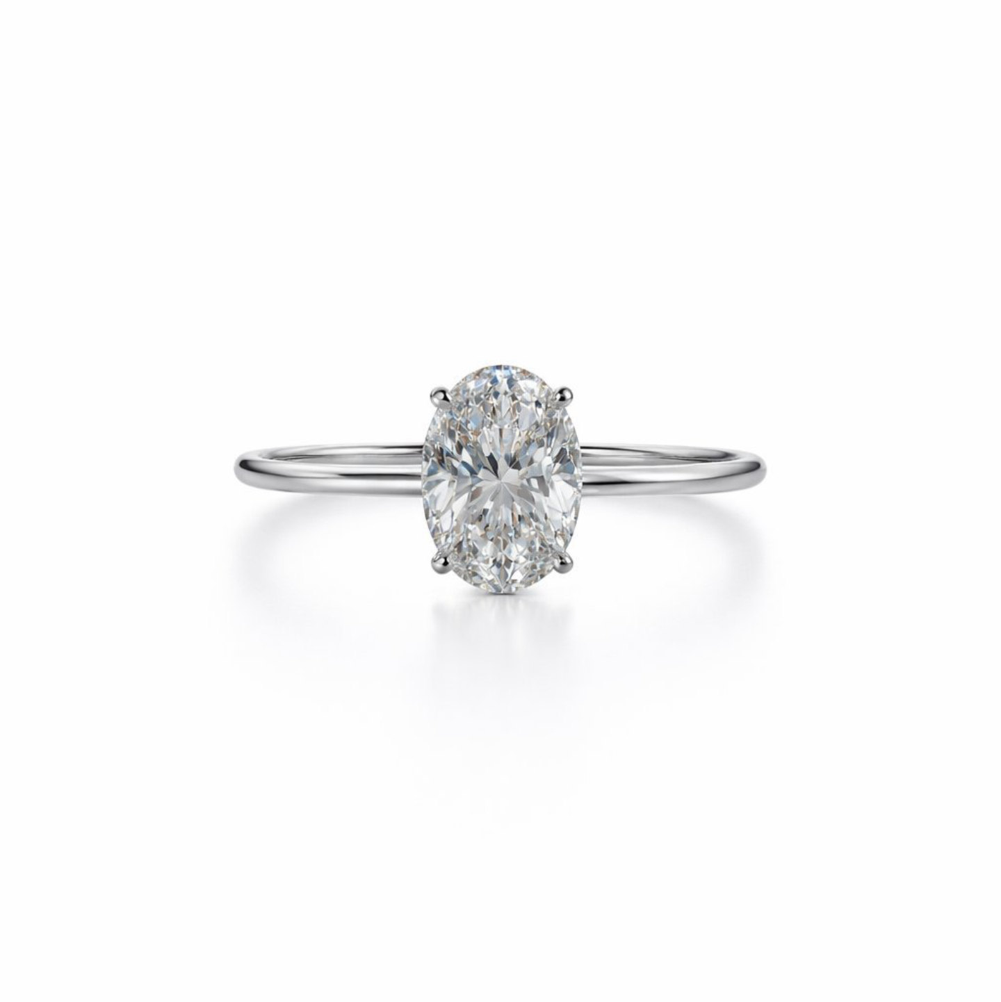 1.00 ct Oval Diamantring in Solitär Weißgold Fassung / Spezialanfertigung (Lieferzeit: 4 Wochen)