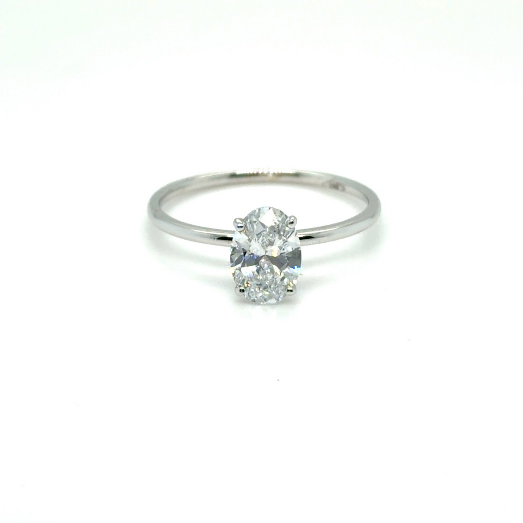 1.00 ct Oval Diamantring in Solitär Weißgold Fassung / Spezialanfertigung (Lieferzeit: 4 Wochen)