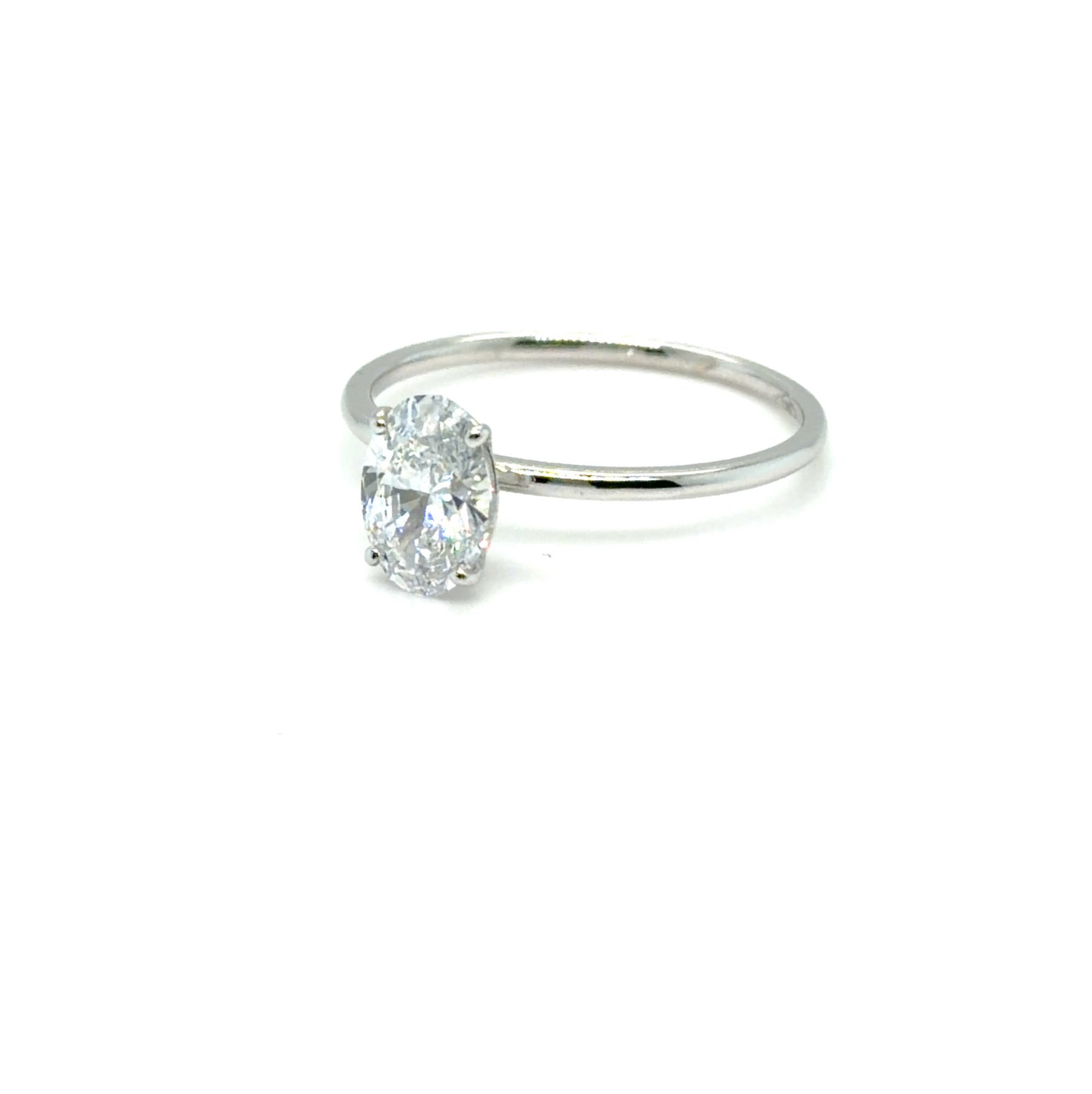 1.00 ct Oval Diamantring in Solitär Weißgold Fassung / Spezialanfertigung (Lieferzeit: 4 Wochen)