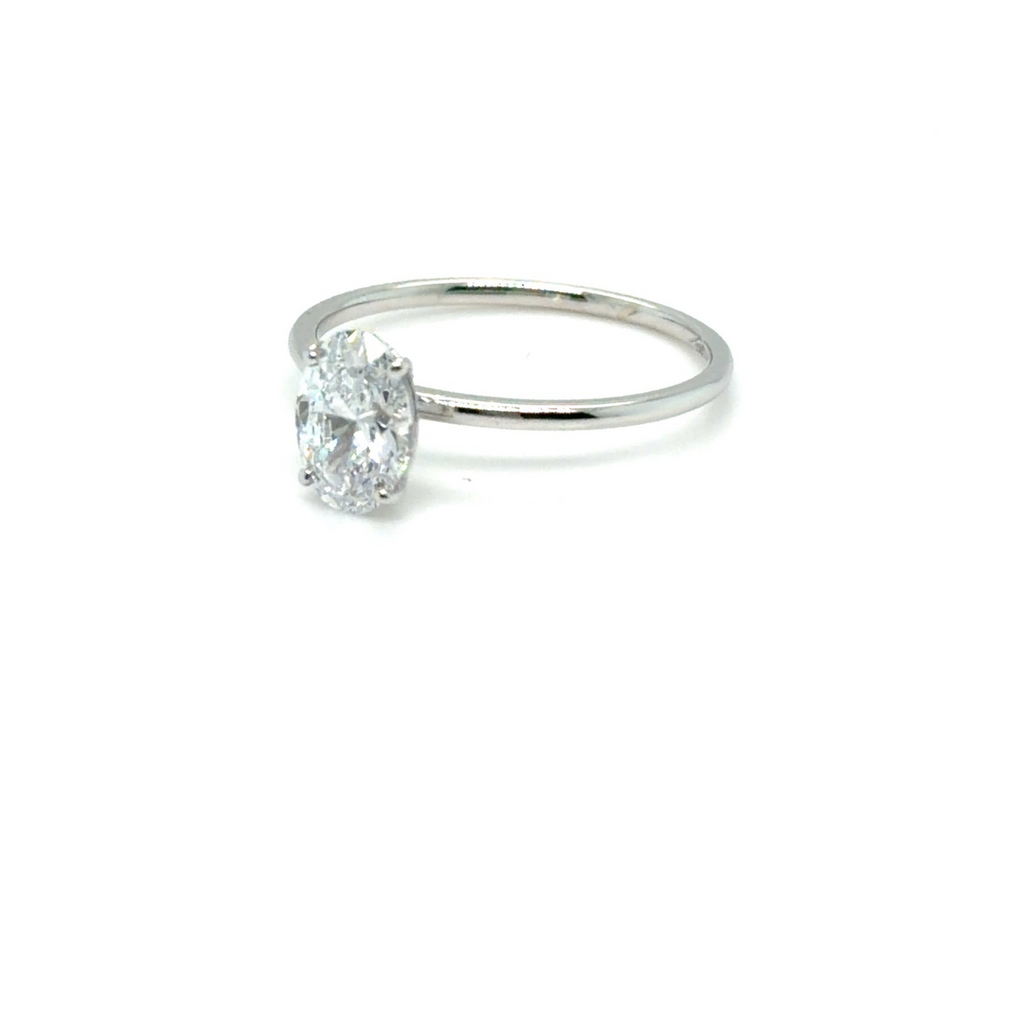 1.00 ct Oval Diamantring in Solitär Weißgold Fassung / Spezialanfertigung (Lieferzeit: 4 Wochen)