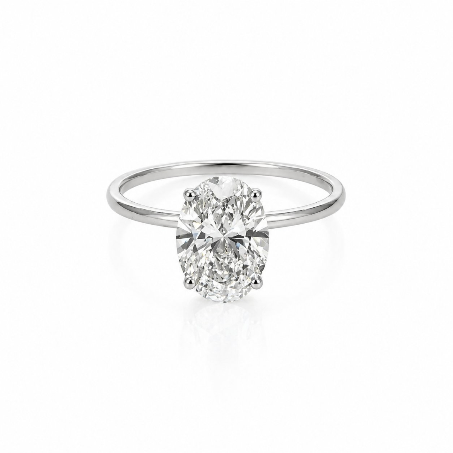 2.00 ct Oval Diamantring in Solitär Weißgold Fassung / Spezialanfertigung (Lieferzeit: 4 Wochen)