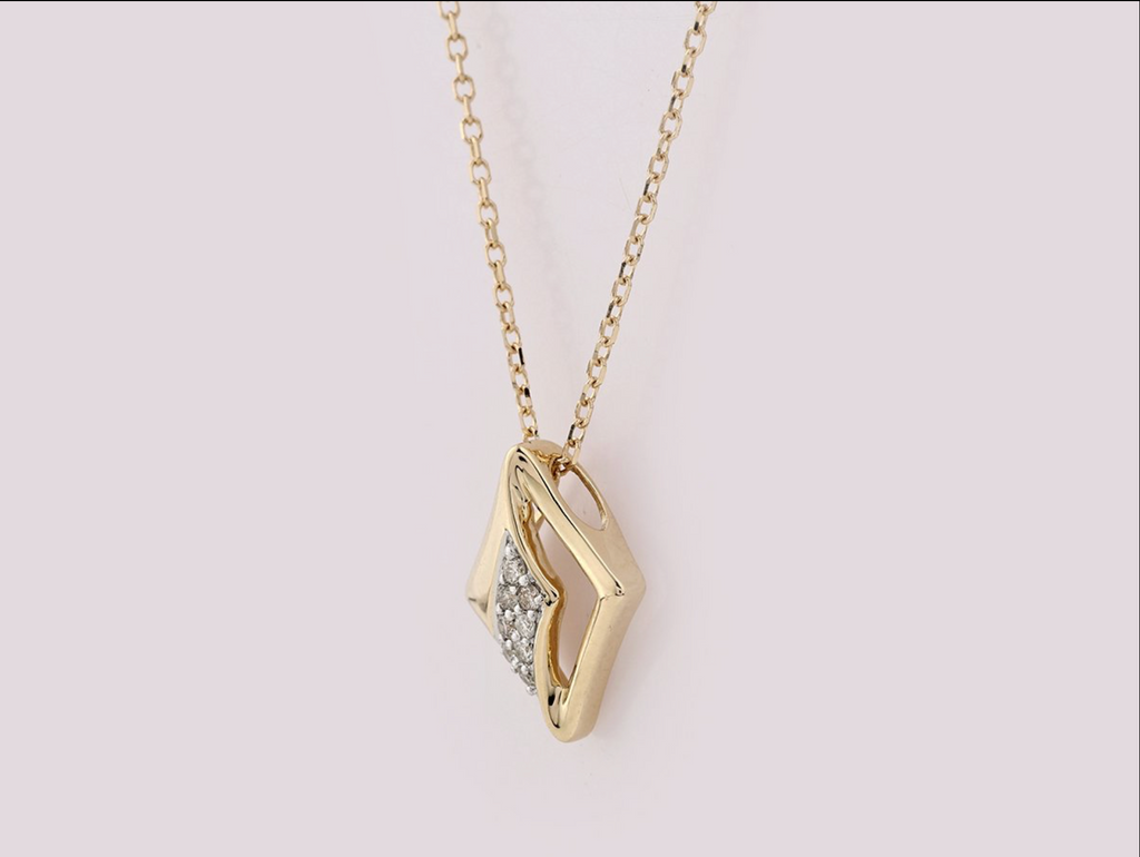Halskette mit Anhänger – 14 Karat Gelbgold mit 0,05 ct Diamanten (natürlich)
