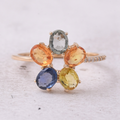 Natürlicher Multicolor-Saphir Ring – 14K Gold, 1,80 Karat Gesamtgewicht