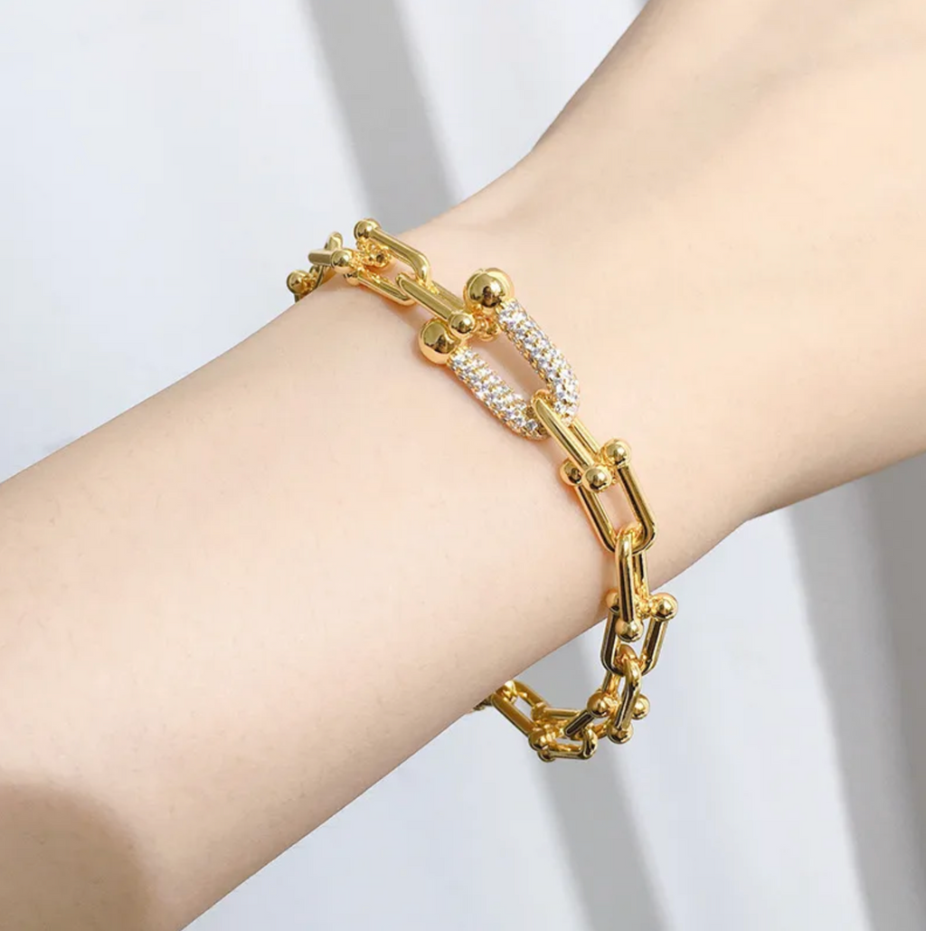 Halskette und Armband im Set - Ankerkette - Hufeisenstil - In 3 Farben