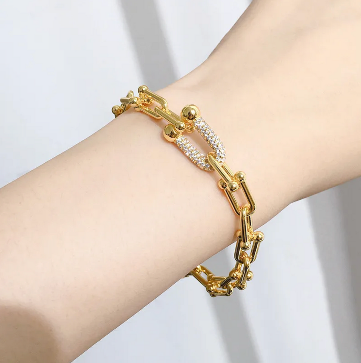 Halskette und Armband im Set - Ankerkette - Hufeisenstil - In 3 Farben