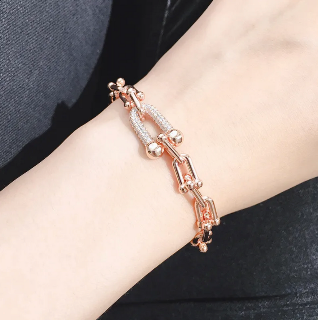 Halskette und Armband im Set - Ankerkette - Hufeisenstil - In 3 Farben