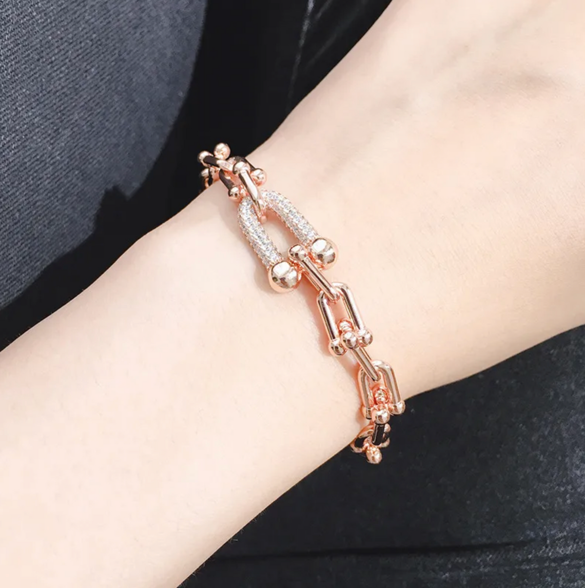 Halskette und Armband im Set - Ankerkette - Hufeisenstil - In 3 Farben