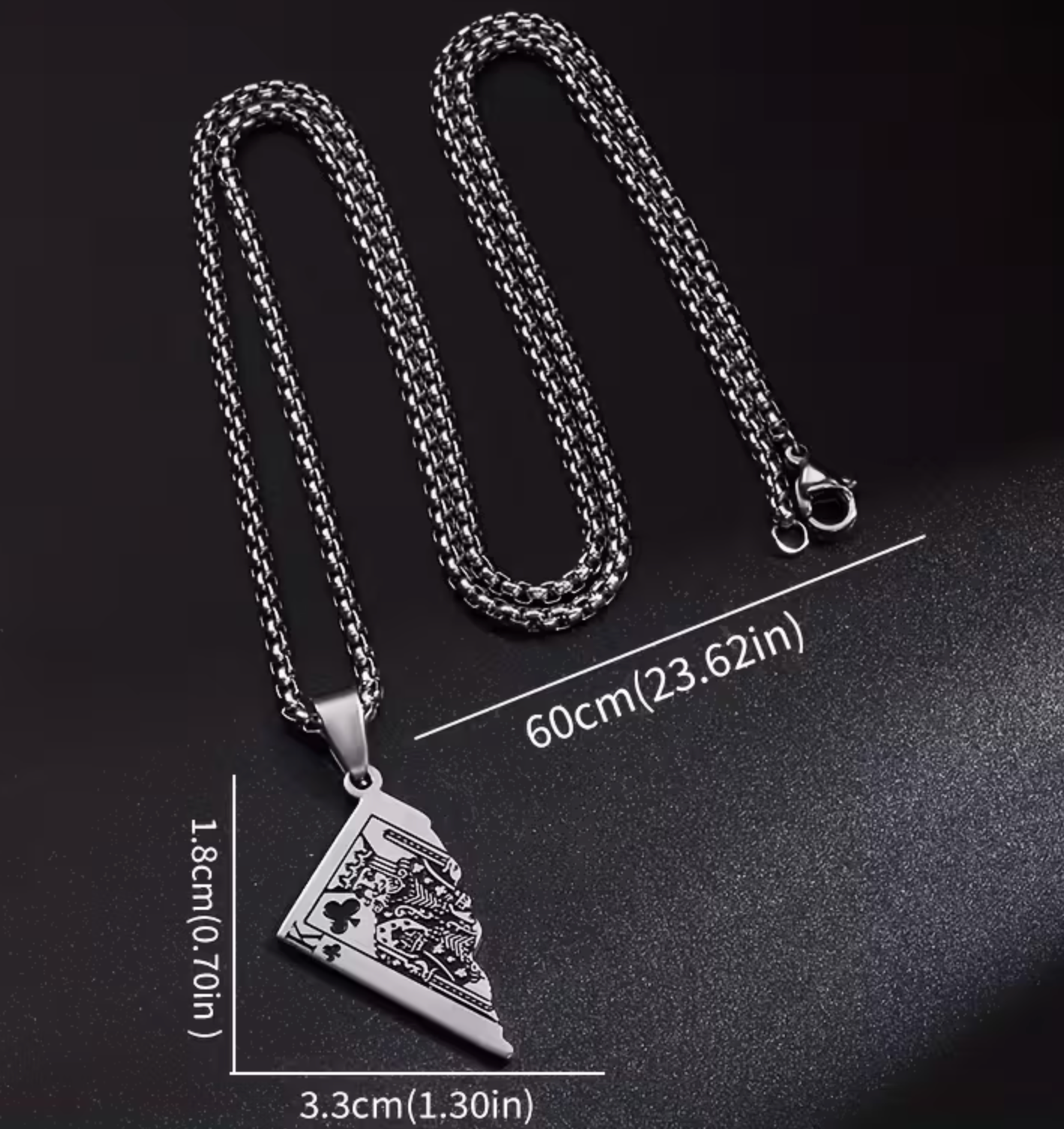 2er Set - Edelstahl Halsketten - Halbspielkarte König u. Königin - Partnerlook - 60 cm