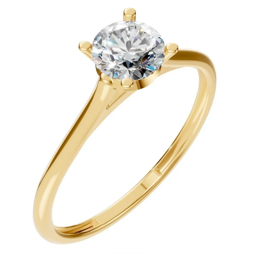 Natürlicher Diamant / Antragsring / 0,5 ct - Solitair / Gelb- und Weißgold / High Set