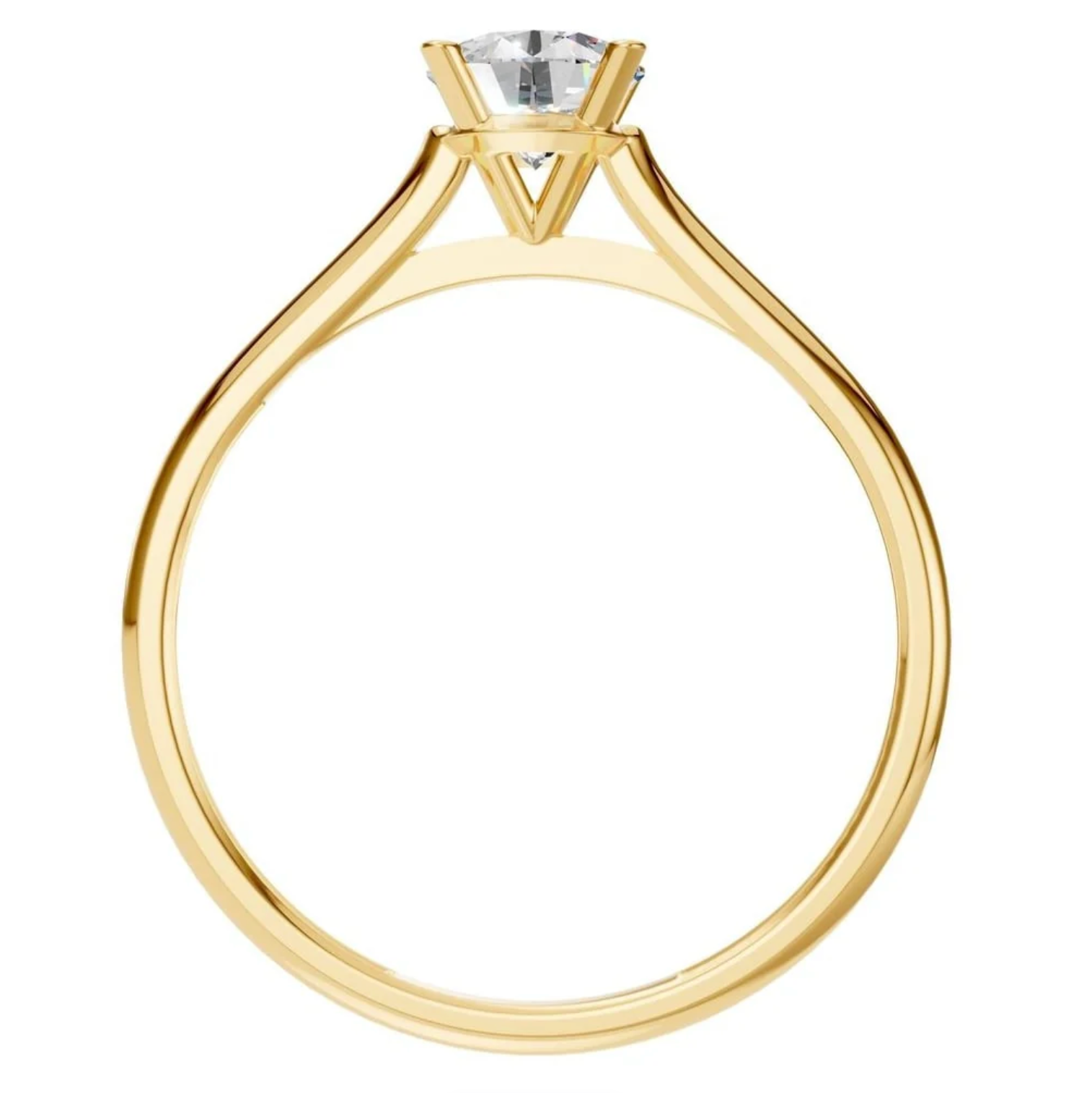 Natürlicher Diamant / Antragsring / 0,5 ct - Solitair / Gelb- und Weißgold / High Set