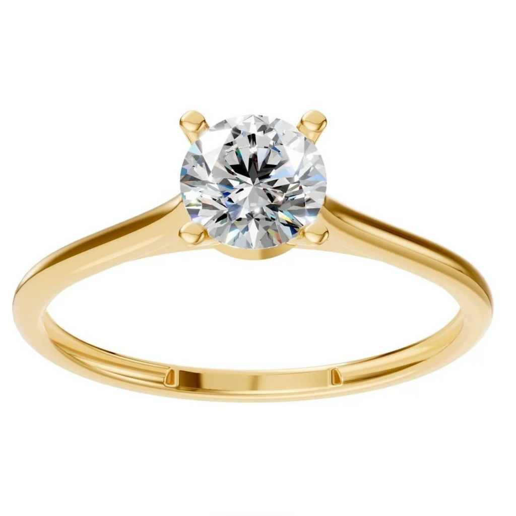 Natürlicher Diamant / Antragsring / 0,5 ct - Solitair / Gelb- und Weißgold / High Set