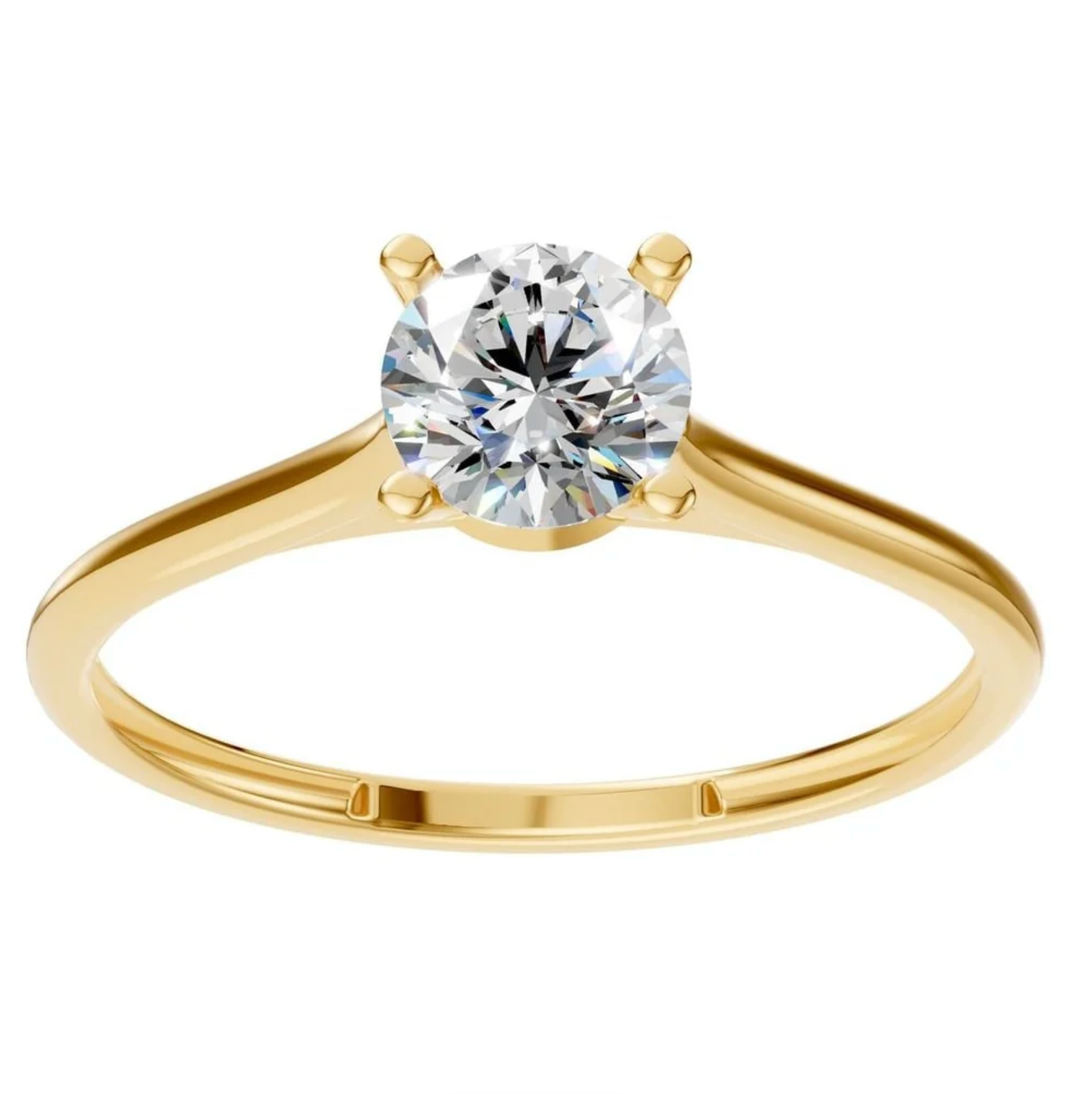 Natürlicher Diamant / Antragsring / 0,5 ct - Solitair / Gelb- und Weißgold / High Set