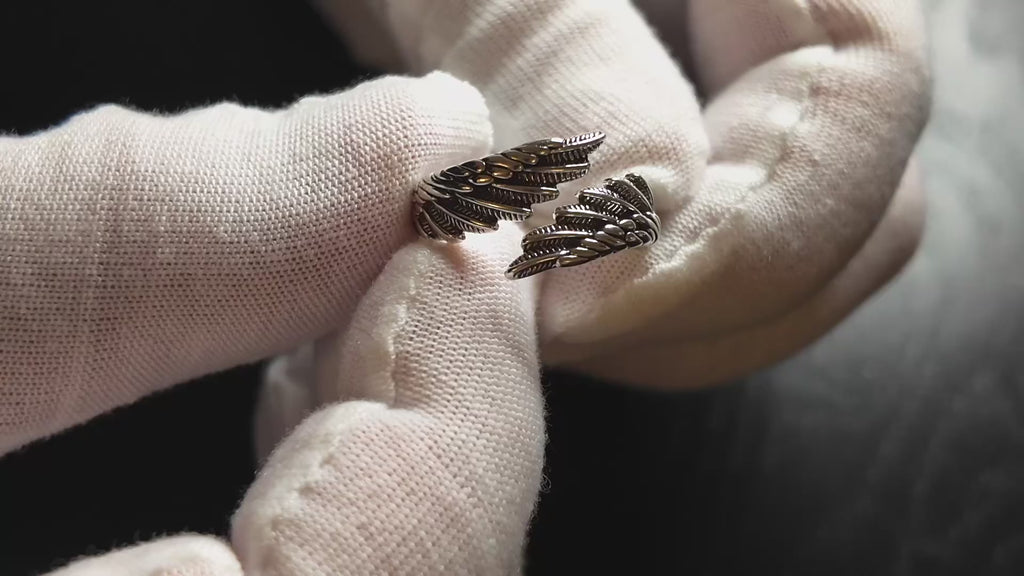 Ring mit Flügeldesign - Flügelring - 925 Silberbeschichtung - Innen aus Kupfer - Größe ist verstellbar